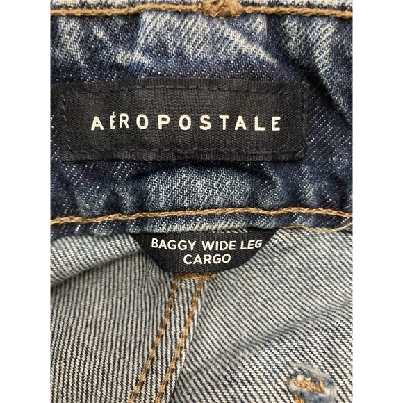 Aeropostale Women’s 000R Blue Baggy Wide Leg Cargo Jeans Skater Grunge - Picture 6 of 13